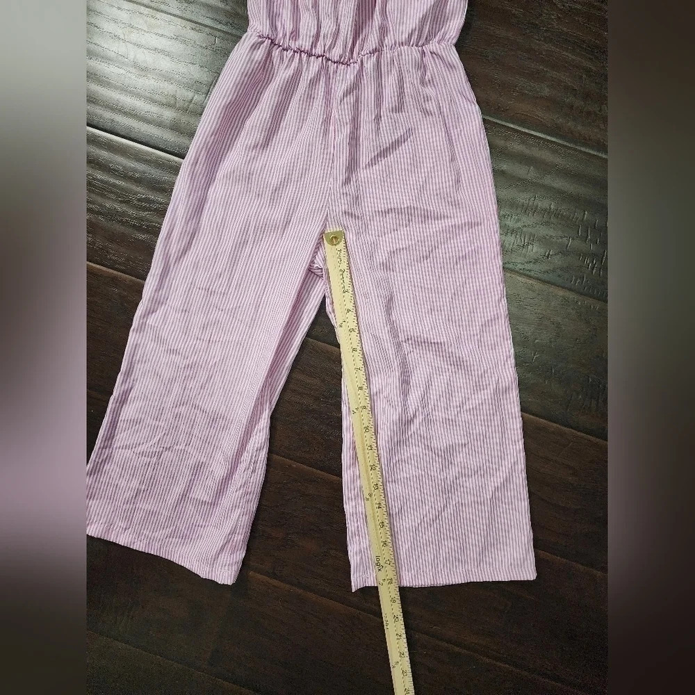Girls Ruffle Trim Pink Striped Pant Bodysuit - Picture 4 of 5